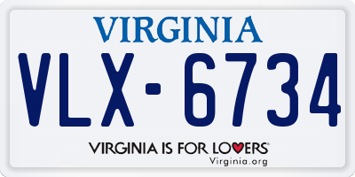 VA license plate VLX6734