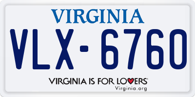 VA license plate VLX6760
