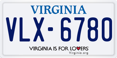 VA license plate VLX6780