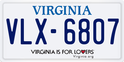 VA license plate VLX6807