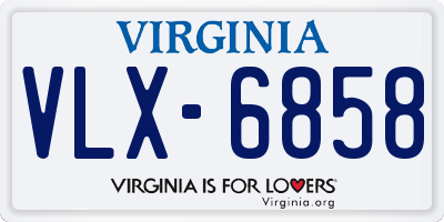 VA license plate VLX6858