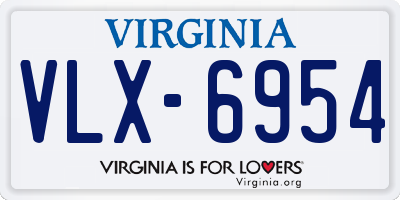 VA license plate VLX6954