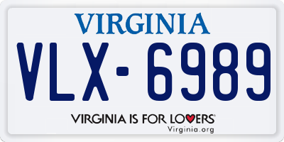 VA license plate VLX6989
