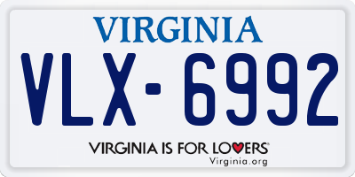 VA license plate VLX6992