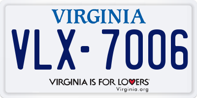 VA license plate VLX7006
