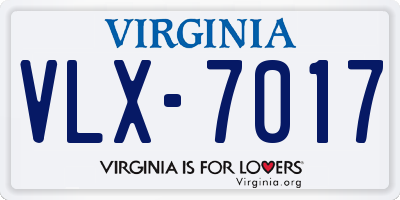 VA license plate VLX7017