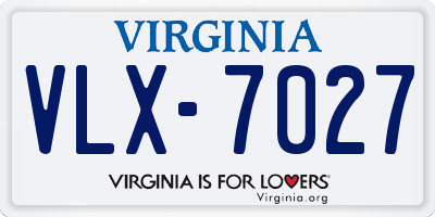VA license plate VLX7027