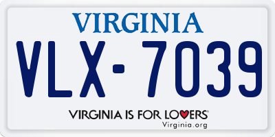 VA license plate VLX7039