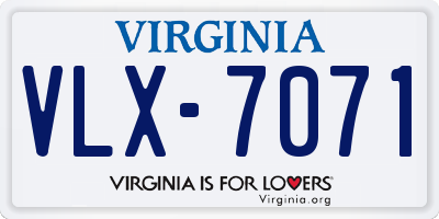 VA license plate VLX7071