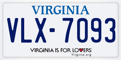 VA license plate VLX7093