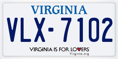 VA license plate VLX7102