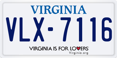 VA license plate VLX7116