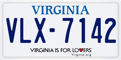 VA license plate VLX7142
