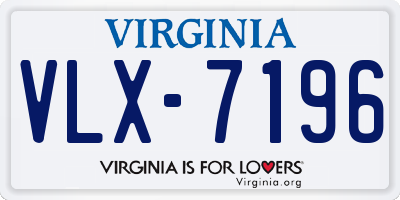 VA license plate VLX7196