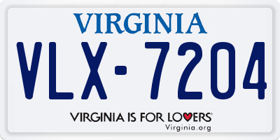 VA license plate VLX7204