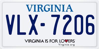 VA license plate VLX7206