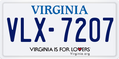 VA license plate VLX7207