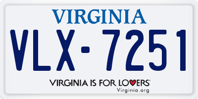 VA license plate VLX7251