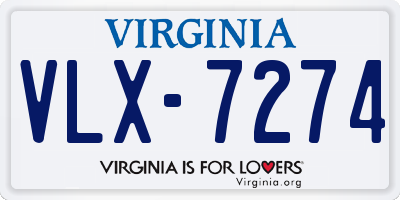 VA license plate VLX7274