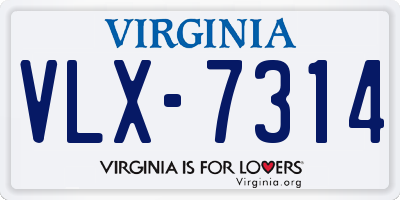VA license plate VLX7314