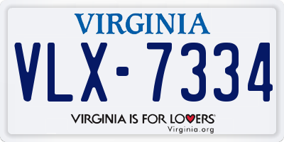 VA license plate VLX7334