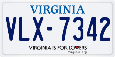 VA license plate VLX7342