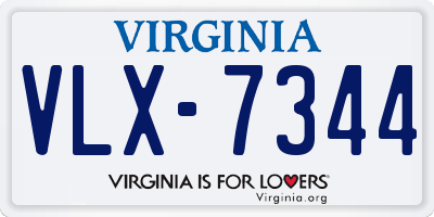 VA license plate VLX7344