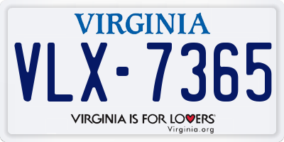 VA license plate VLX7365