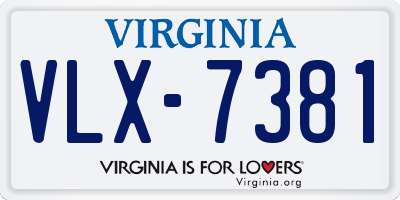 VA license plate VLX7381