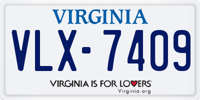 VA license plate VLX7409