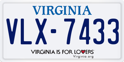 VA license plate VLX7433