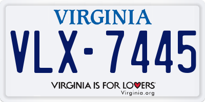 VA license plate VLX7445