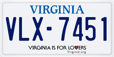 VA license plate VLX7451