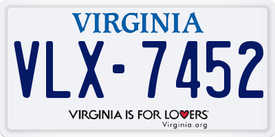 VA license plate VLX7452