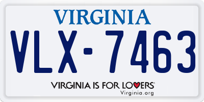 VA license plate VLX7463