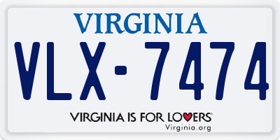 VA license plate VLX7474