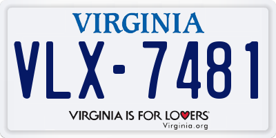 VA license plate VLX7481