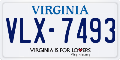 VA license plate VLX7493