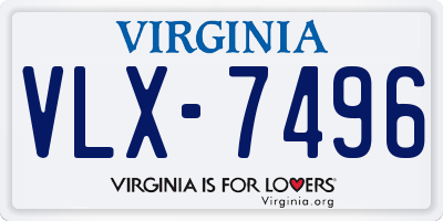 VA license plate VLX7496