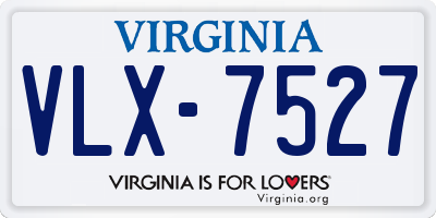 VA license plate VLX7527