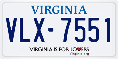 VA license plate VLX7551