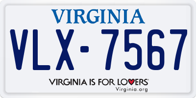 VA license plate VLX7567
