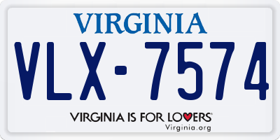 VA license plate VLX7574