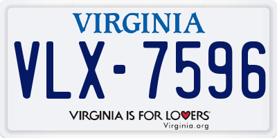VA license plate VLX7596