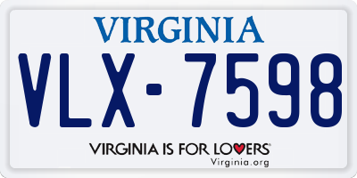 VA license plate VLX7598