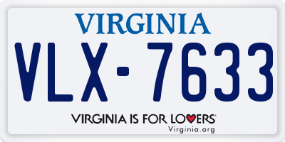 VA license plate VLX7633