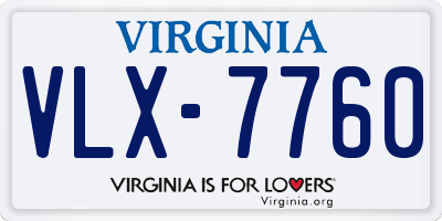 VA license plate VLX7760