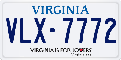 VA license plate VLX7772