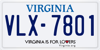 VA license plate VLX7801