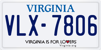 VA license plate VLX7806